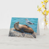 Spaß Seagull auf einer Seelenlandschaft Karte (Gelbe Blume)