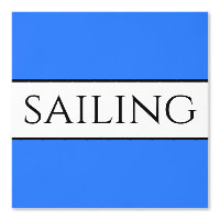 Spaß SEGELN Text hell Blau Schwarz-weiße Streifen