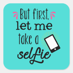 Spaß Selfie liebt Wortart-Aufkleber Quadratischer Aufkleber