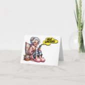 Spaß Senior mit Kaffee und Handy (Vorderseite)