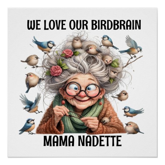 Spaß Senior mit Vögeln Poster (Vorderseite)