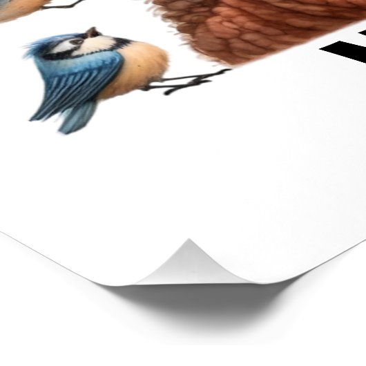 Spaß Senior mit Vögeln Poster (Ecke)