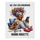 Spaß Senior mit Vögeln Poster (Vorderseite)