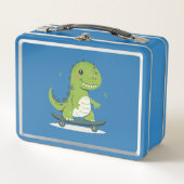 Spaß Skateboarding Dinosaurier Metall Brotdose (Vorderseite)