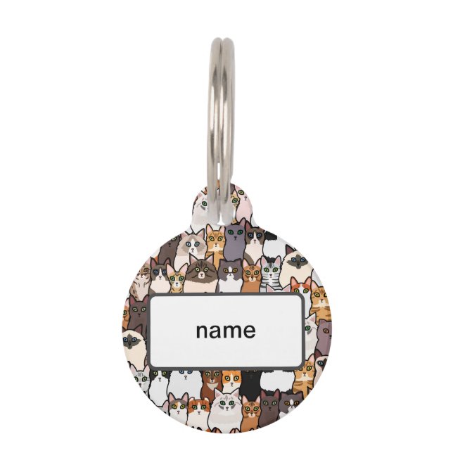 Spaß so viele Katzen und Kätzchen Collage Haustiermarke (Vorderseite)