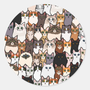 Spaß so viele Katzen und Kätzchen Collage Runder Aufkleber