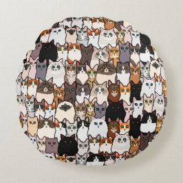 Spaß so viele Katzen und Kätzchen Collage Rundes Kissen