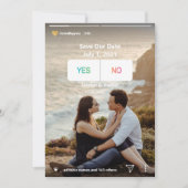 Spaß Social Media Ja Keine Foto Save the Date Kart (Vorderseite)