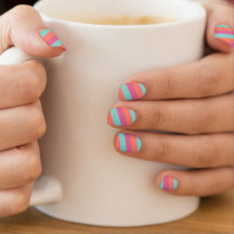 Spaß Sommer Farben Streifen Aqua, Peach & Himbeere