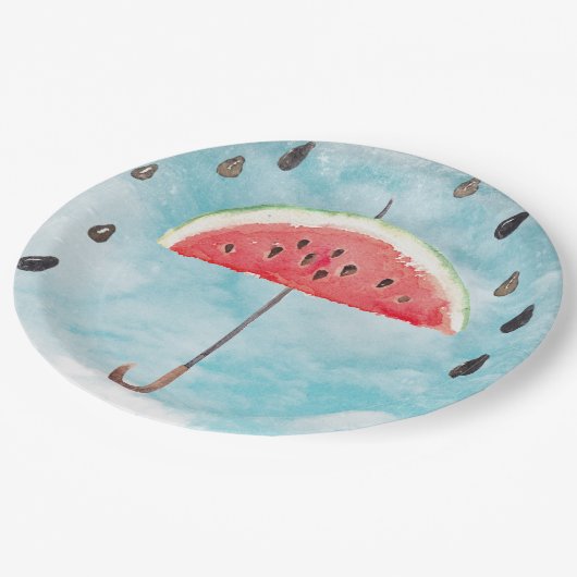 Spaß Sommer Frische Melon Frucht Regen Pappteller (Schrägansicht)