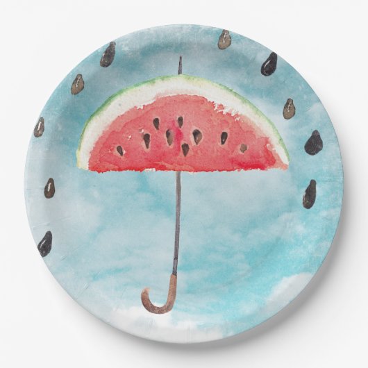 Spaß Sommer Frische Melon Frucht Regen Pappteller (Vorderseite)