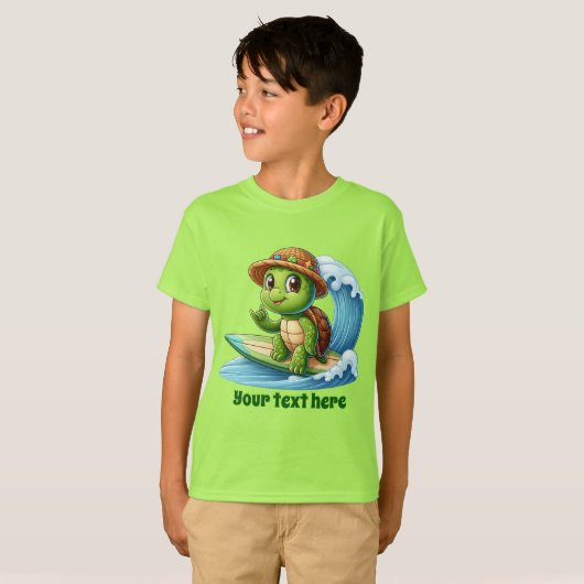 Spaß Sommermeerschildkröte hinzufügen Text Mädchen T-Shirt (Vorne ganz)