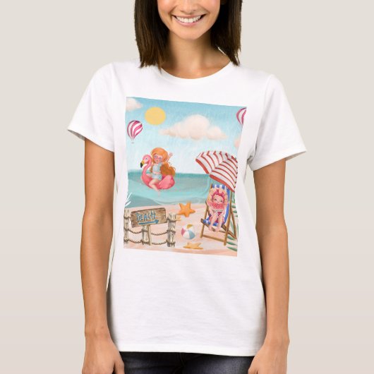 Spaß Sommerstrand mit Freunden Mama T-Shirt (Vorderseite)