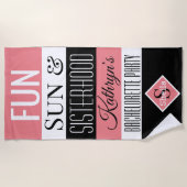 Spaß, Sonne und Schwung Personalisiert Strandtuch (Vorderseite)