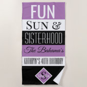 Spaß, Sonne & Unterhaltung Personalisiertes Lila H Strandtuch (Vorderseite)