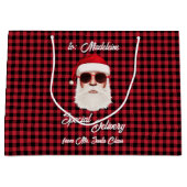 Spaß Special Lieferung Santa Red Black Buffalo Kar Große Geschenktüte (Vorderseite)