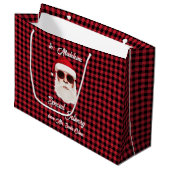 Spaß Special Lieferung Santa Red Black Buffalo Kar Große Geschenktüte (Vorderseite Schrägansicht)