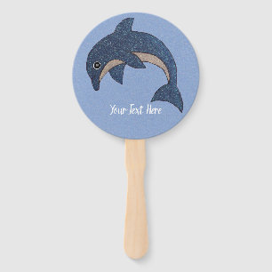 Spaß spinnt wie Springen der blauen weißen Dolphin Fächer