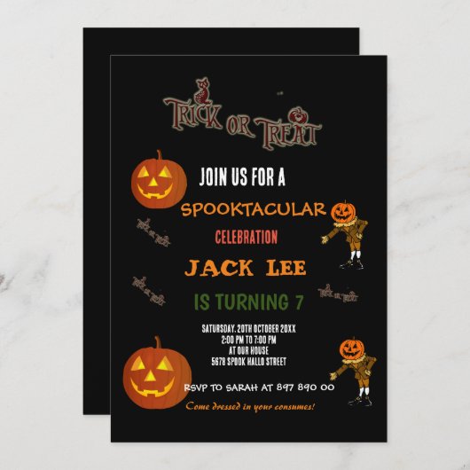 Spaß Spooktacular Halloween Trick oder Treat Gebur Einladung (Vorne/Hinten)