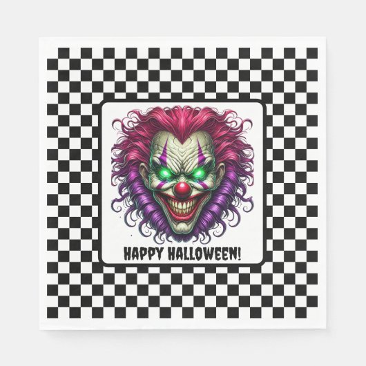 Spaß Spooky Clown Halloween Papier Napkin Serviette (Vorderseite)