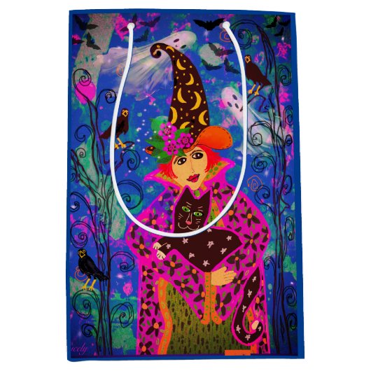 Spaß Spooky farbenfroher Trick oder Trete Mittlere Geschenktüte (Vorderseite)