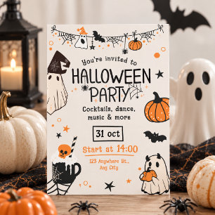 Spaß Spooky Orange und Black Halloween-Party Einladung