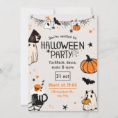 Spaß Spooky Orange und Black Halloween-Party Einladung (Vorderseite)