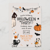 Spaß Spooky Orange und Black Halloween-Party Einladung (Vorne/Hinten)