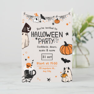 Spaß Spooky Orange und Black Halloween-Party Einladung