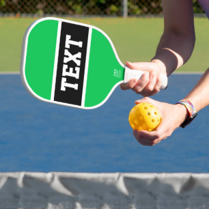 Spaß Sportlicher Text Schwarz-weiße grüne Streifen Pickleball Schläger