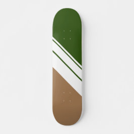 Spaß Sporty Dunkelgrünbraune, weiße Racing Streife Skateboard