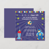 Spaß sprengen weg Raumschiffjungen, Geburtstags-, Einladung (Vorne/Hinten)