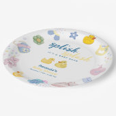 Spaß Spritz Spritz Gummiente Bad Baby Shower Pappteller (Schrägansicht)