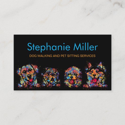 Spaß Spritzer Hunde - Hunde Walker /Sitter Visitenkarte (Vorderseite)