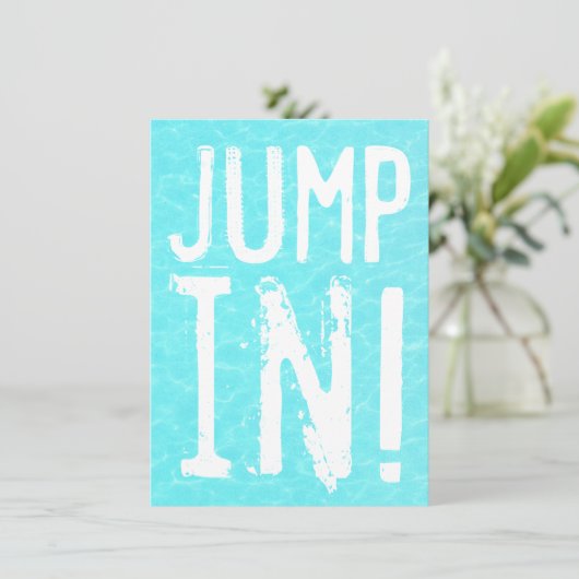 Spaß-Sprung in der Pool-Party Einladung (Stehend Vorderseite)