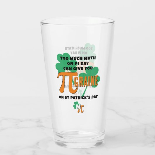 Spaß St Patrick's Day Pi Day Math Monogram Glas (Rückseite)