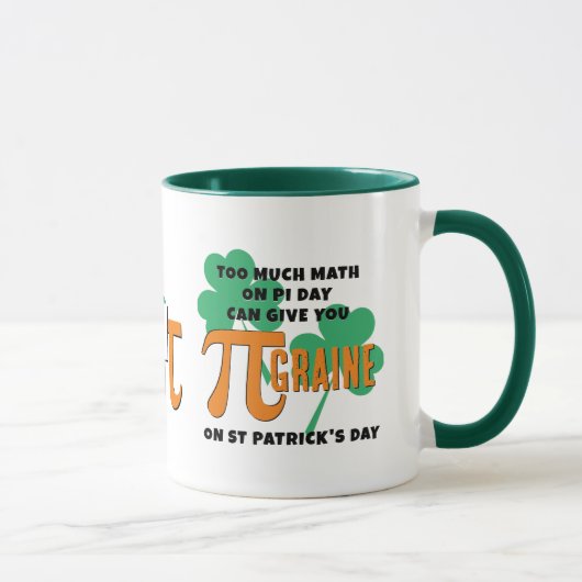 Spaß St Patrick's Day Pi Day Math Monogram Tasse (Rechts)