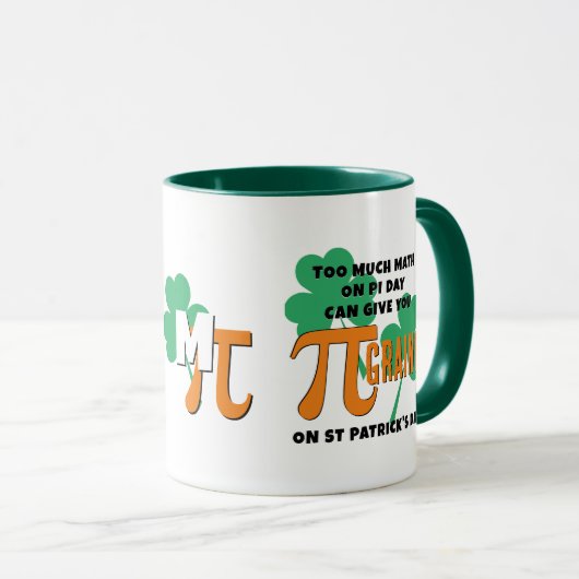 Spaß St Patrick's Day Pi Day Math Monogram Tasse (VorderseiteRechts)