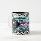 Spaß-Stammes- Druck-Monogramm-Tasse Zweifarbige Tasse (Vorderseite Links)
