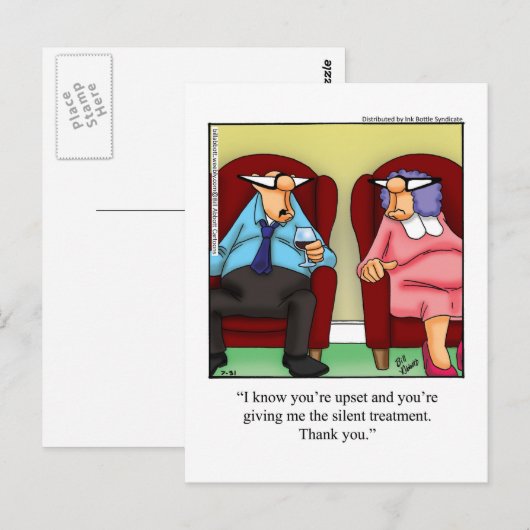 Spaß "Stille Behandlung" Postkarte (Vorne/Hinten)
