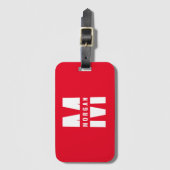 Spaß Stilvoll Chic Monogram Name Initial Red White Gepäckanhänger (Vorderseite Vertikal)