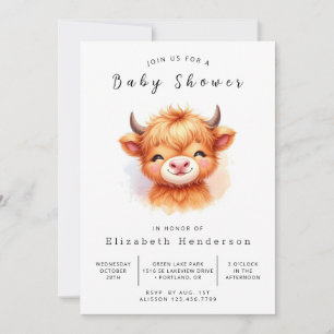 Spaß Stilvolle Barn Cow Baby Dusche Einladung
