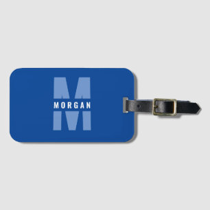 Spaß Stilvolle Chic Monogram Name Initial Blue Whi Gepäckanhänger