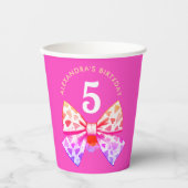 Spaß Stilvolle Coquette Girly Pink Bow 5th Wasserf Pappbecher (Vorderseite)