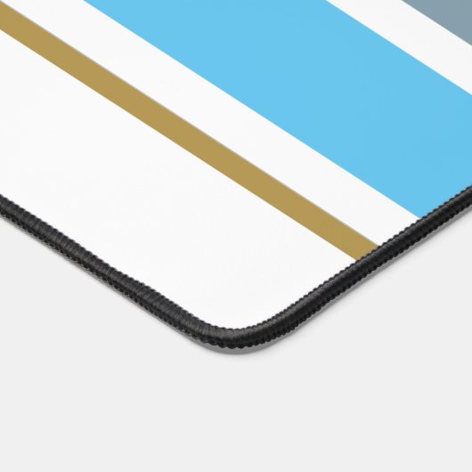 Spaß Stilvolle Slate Sky Blue Racing Streifen auf Schreibtischunterlage (Ecke)