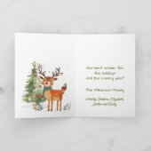 Spaß Stilvoller Wasserfarben-Rentierbaum Karte (Innenseite)