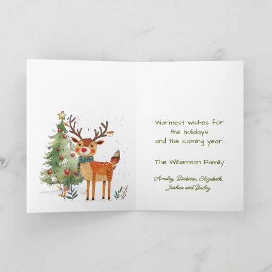 Spaß Stilvoller Wasserfarben-Rentierbaum Karte (Innenseite)