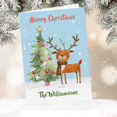Spaß Stilvoller Wasserfarben-Rentierbaum Karte