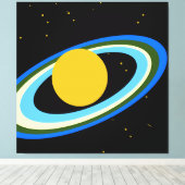 Spaß strahlend farbenfroher Planet Saturn im Weltr Leinwanddruck (Insitu (Holzboden))