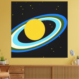 Spaß strahlend farbenfroher Planet Saturn im Weltr Leinwanddruck